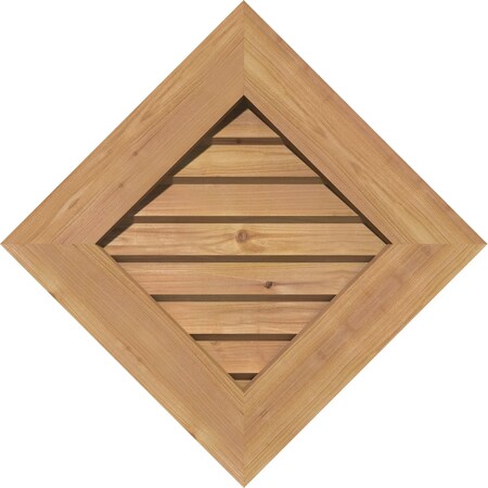 Ekena Millwork Diamond Gable Vent Non-Functional, Western Red Cedar Gable Vent w/Decorative Face Frame, 12"W x 12"H GVWDI12X1202SDUWR